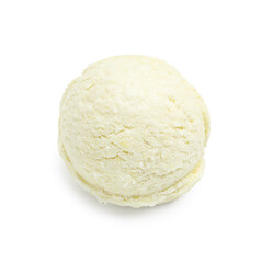 One scoop of delicious ice cream on white background