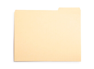 One paper file folder isolated on white, top view