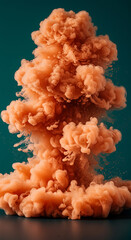 Vibrant Orange Smoke Cloud Expanding Abstract Background Texture