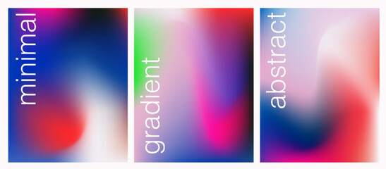 Vector posters feature smooth pink, blue, and white gradients in a soft-focus minimalist style. The design reflects today’s popular trend of abstract, modern, and clean digital aesthetics.
