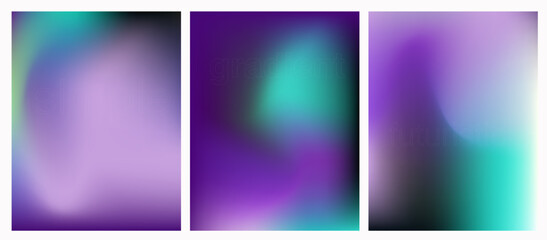 Fototapeta premium Vector illustration with smooth purple, blue, and green gradients creates a dreamy, soft-focus look. Made in the popular gradient mesh style, blending fluid minimalism and modern digital art trends.