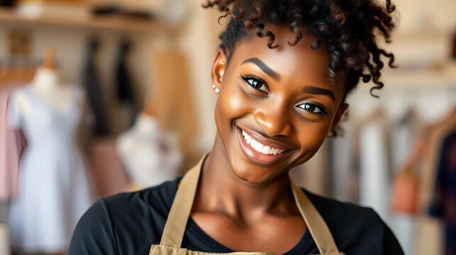 Young african american woman dressmaker designer wearing atelier apron winking looking at the camera with sexy expression, cheerful and happy face.