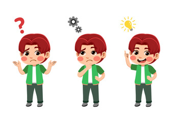 happy funny kids looking for idea process. suitable for use for child theme design elements