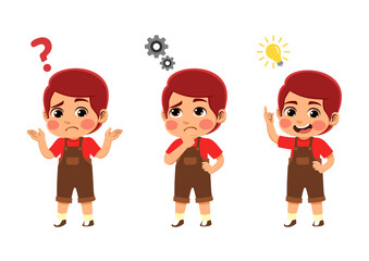 happy funny kids looking for idea process. suitable for use for child theme design elements