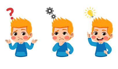 happy funny kids looking for idea process. suitable for use for child theme design elements