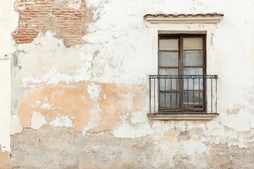 Rustic window on an old wall