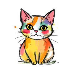 Obraz premium Whimsical abstract colorful cat sketch