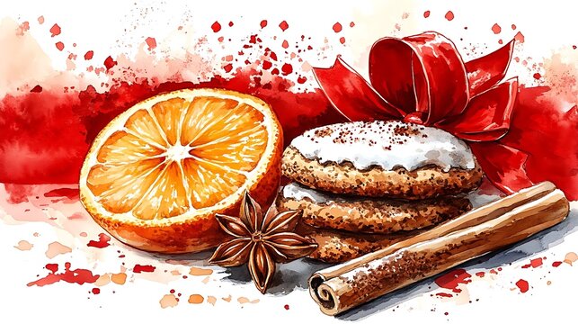 Festive cookies, orange, cinnamon. Holiday baking