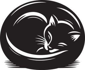 Black silhouette vector illustration of a cartoon cat, a simple animal design icon