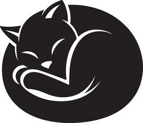 Black silhouette vector illustration of a cartoon cat, a simple animal design icon