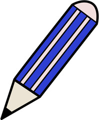 Blue Striped Pencil Illustration - Simple Stationery Design Element