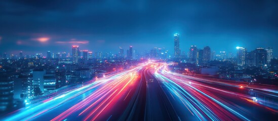 Fototapeta premium Night city highway