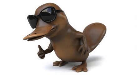 Naklejka premium Platypus in Sunglasses Giving Thumbs Up