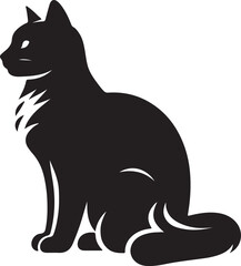 Black and white cartoon cats and a mouse in a cute silhouette drawing