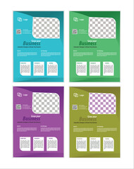 a bundle of 4 templates Business flyer design, in blue color, and modern design,marketing,business proposal, promotion, advertise, publication and editable vector template design