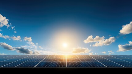 A solar panel with the sun shining on it