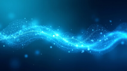 Abstract Blue Energy Wave Background Glowing Particles Light Stream Digital Art