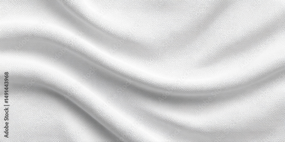 Aufkleber White fabric texture with soft folds and subtle shadows on smooth textile surface, creating calm and clean background