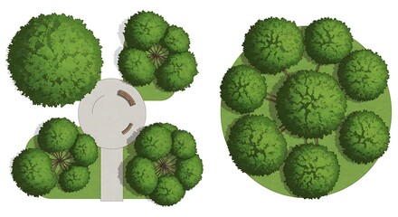 Obraz premium Overhead view of park trees