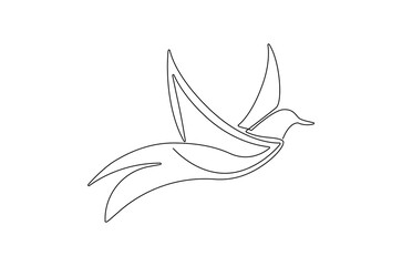 Continuous one line drawing of Flying up dove bird. Single line drawing illustration of Flying Birds. Symbol of peace and freedom concept vector art. Doodle line illustration.