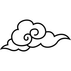 Traditional Chinese Cloud Vector Element, Decorative Oriental Cloud Symbol, Flat Vector Illustration