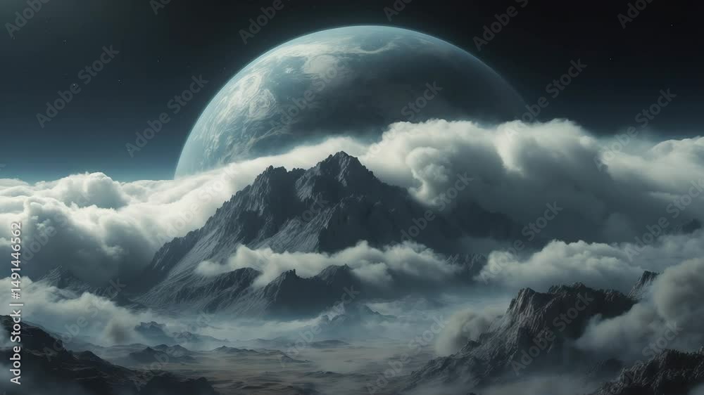 Canvas Prints dense atmospheric stone planet suitable for exoplanet colonization, shrouded in clouds