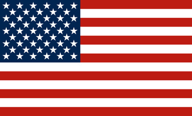 Flag of the United States on a transparent background, USA flag symbolizing the fifty states and the thirteen original colonies of the United States of America
