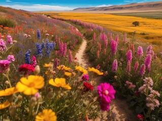 Obraz premium Summer Meadow with Radiant Sunbeams and Dreamy Bokeh Lights