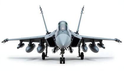 Fototapeta premium military fighter jet - armed military fighter jet isolated on white background
