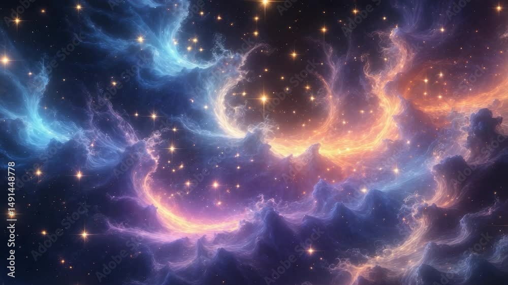 Canvas Prints a ai illustration showcasing a fractal space nebula with a giant interstellar cloud and scattered st