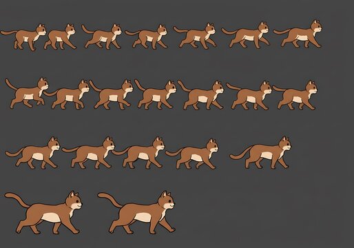 Feline Motion: A Sprite Sheet Stroll AI Generated