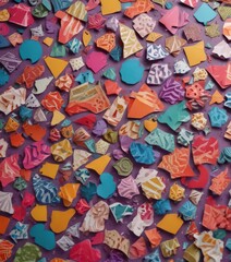 Obraz premium Assorted colorful die-cut shapes, decorative paper cards , celebration, vibrant colors