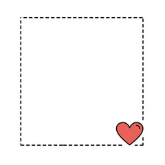 Fototapeta premium Minimalist frame border with heart illustration in simple style 