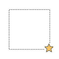 Obraz premium Dotted minimal frame border with a star element in the corner 