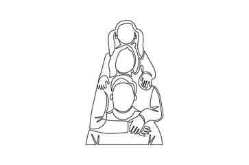 Continuous one line drawing of Family photos. Single line drawing illustration of Small Family gathering. International Day of Families concept vector art. Doodle line illustration.