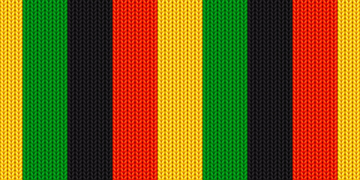 Black history month knit pattern. Juneteenth Freedom Day bg with knitting sweater texture. African American emancipation, black culture concept abstract seamless pattern, vector illustration