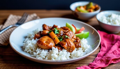 a meal, likely chinese inspired cuisine, prepared and presented with care