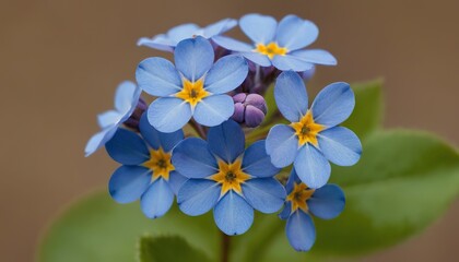 Delicate blue forget me nots close up spring flowers