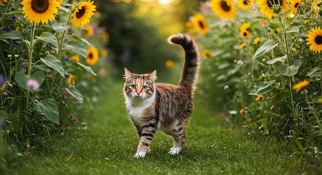 Golden Hour Feline AI Generated