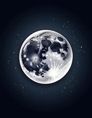 Naklejka premium Majestic moon artwork with craters, stars, and glowing light details