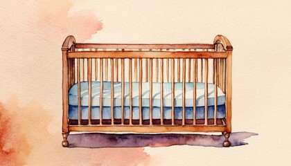 Wooden crib watercolor baby nursery bedding
