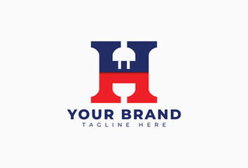 Initial Letter H Combined with Electric Plug Symbol Logo Design Element