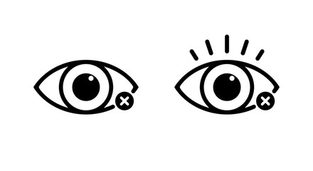 Eye pain, vision problem icon. Sore eyeball sign symbol