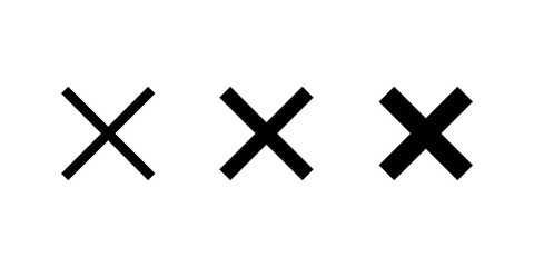 Cross x mark icon set in generic style. Wrong, error, close sign symbol