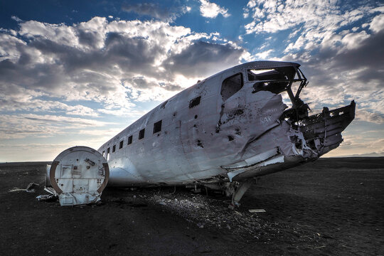 Wreck of a US military plane crashed in the middle of the nowhere. The plane ran out of fuel and crashed in a desert not far from Vik, South Iceland in 1973. The crew survived.