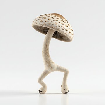 Mushroom on Legs, White Background