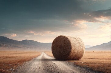 Hay Bale on a Country Road