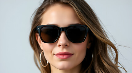 Naklejka premium Portrait of Caucasian Woman Wearing Sunglasses