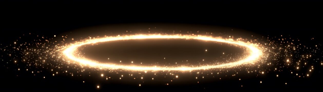 Circular glowing ring of light effect on black background.