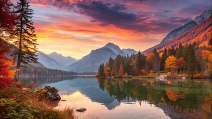 sunset over the lake